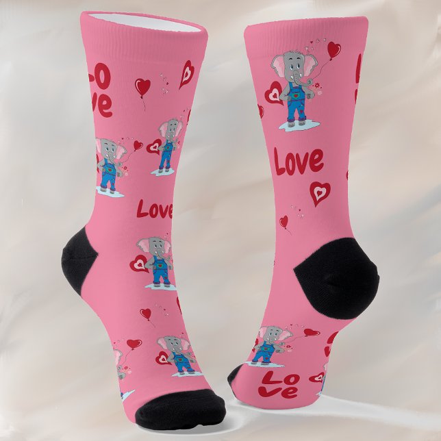 Calcetines de la tripulación roja rosa del elefant (Subido por el creador)