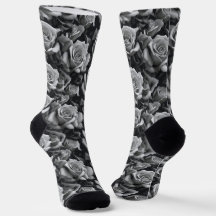 Calcetines de la tripulación rosa blanca y negra