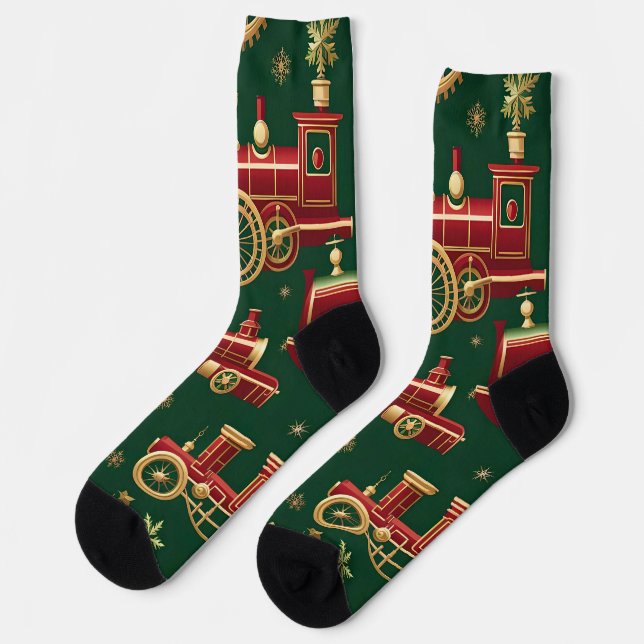 calcetines de locomotora steampunk de navidad (Izquierda)