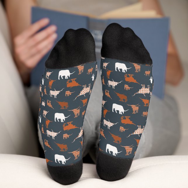 Calcetines de Longhorns con estampado gris oscuro  (Abajo)