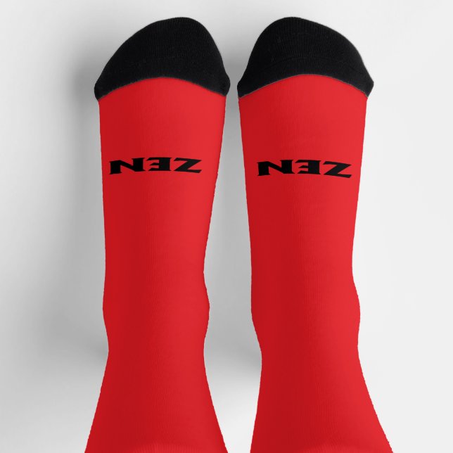 Calcetines de lujo Zen rojo negro hacia afuera (Arriba)