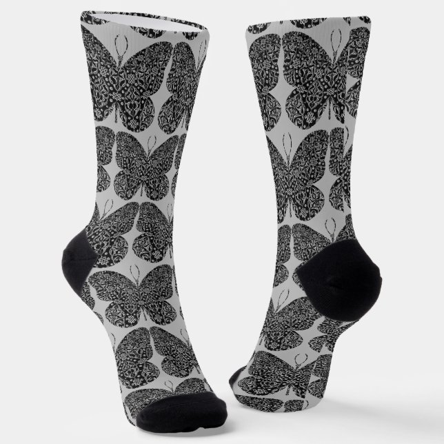 Calcetines de mariposa de estilo negro y gris (Angular)
