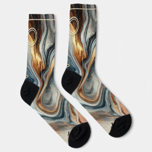 Calcetines de mármol abstractos - Swirl Luxe Gold 