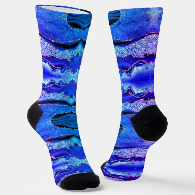 Calcetines de mármol azul neón con brillo dorado d (Angular)