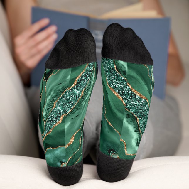 Calcetines de mármol de Purpurina de oro verde esm (Abajo)
