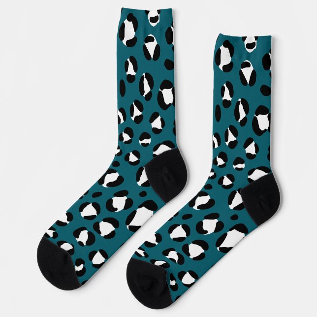 Calcetines de moda con estampado de leopardo azul (Izquierda)