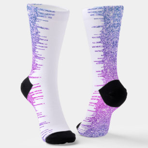 Calcetines de mujer blancos con gotas de purpurina