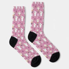Calcetines de muñeco de nieve rosa festivos