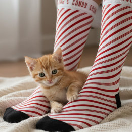 Calcetines de Navidad a rayas de caramelo rojas y