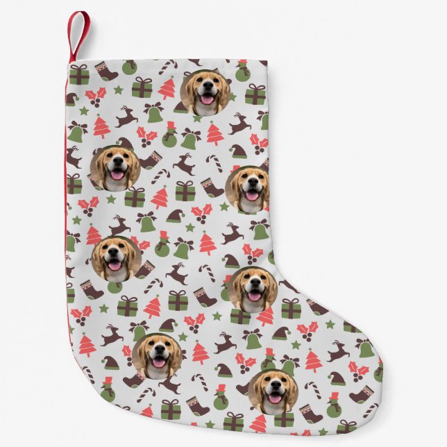 Calcetines de Navidad con foto de perro única (Anverso)