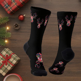 Calcetines de Navidad con Jersey Feo de Reno Pixel