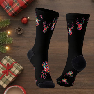 Calcetines de Navidad con Jersey Feo de Reno Pixel