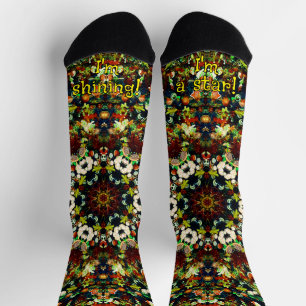 Calcetines de Navidad con Mandala Dorado y Verde V