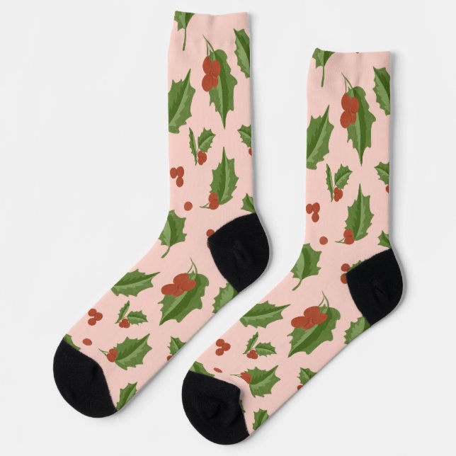 Calcetines de Navidad de Acebo y Bayas (Izquierda)