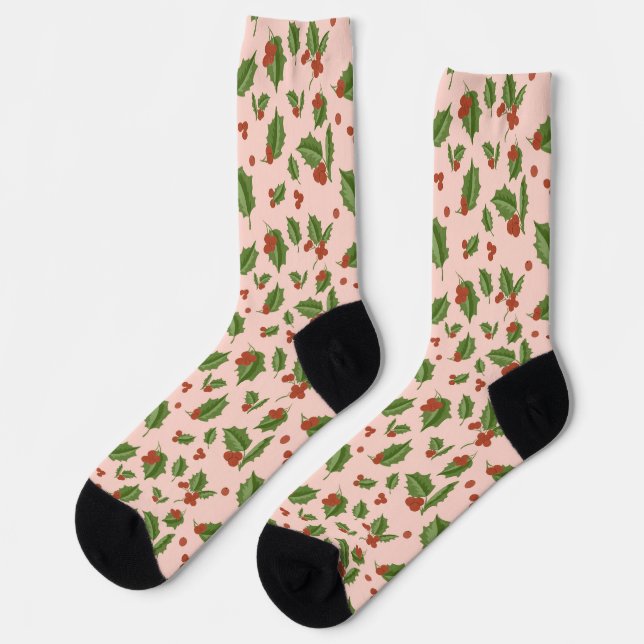 Calcetines de Navidad de Acebo y Bayas (Izquierda)
