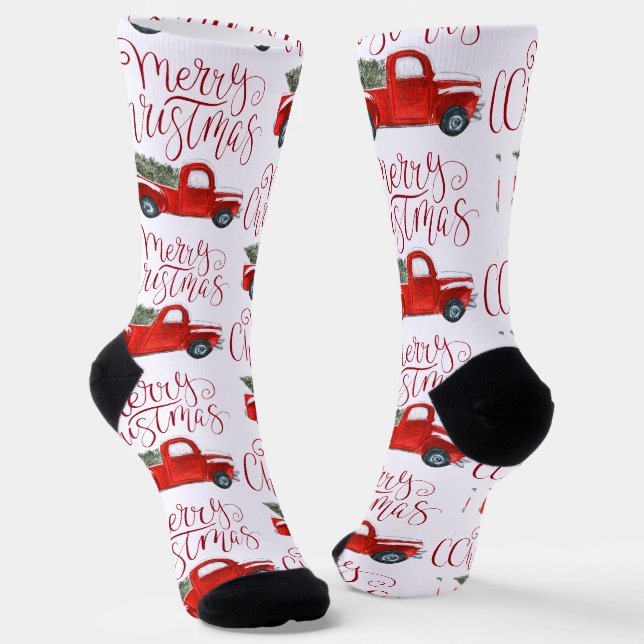 Calcetines de Navidad de Camión Rojo Vintage (Angular)