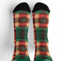 Calcetines de Navidad de Cuadros Festivos con Nomb