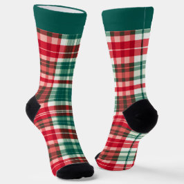 Calcetines de Navidad de cuadros verdes y rojos co