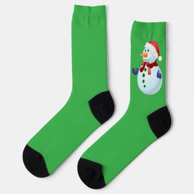 Calcetines de Navidad de muñeco de nieve verde (Izquierda)