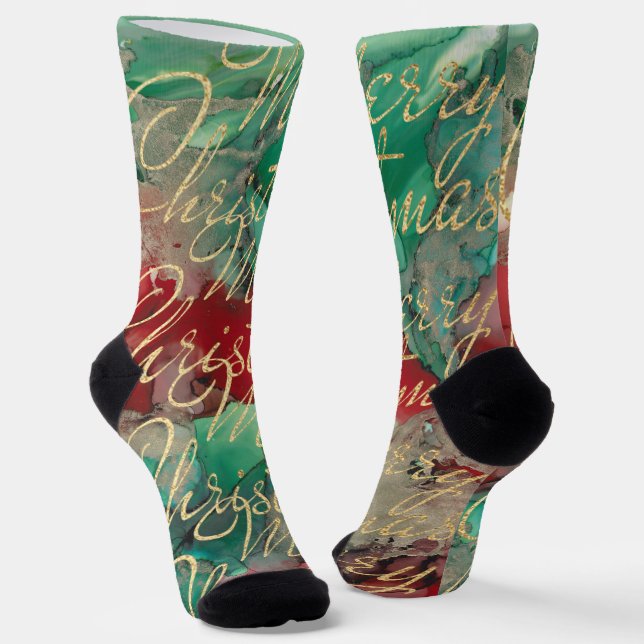 Calcetines de Navidad Escrituras Doradas (Angular)
