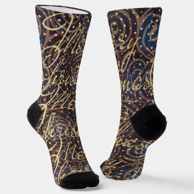 Calcetines de Navidad Navy Swirls (Angular)