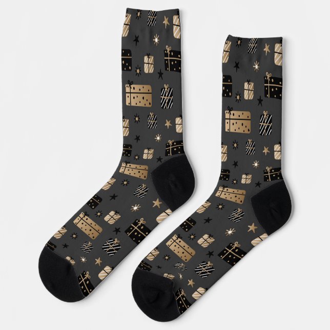 Calcetines de Navidad negros y grises (Izquierda)