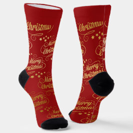 Calcetines de Navidad Rojo y Dorado con Nombre