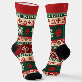 Calcetines de Navidad rojos y verdes con nombre