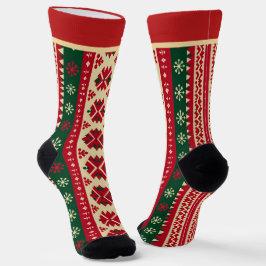 Calcetines de Navidad rojos y verdes con nombre