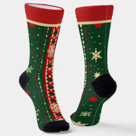 Calcetines de Navidad rojos y verdes con nombre