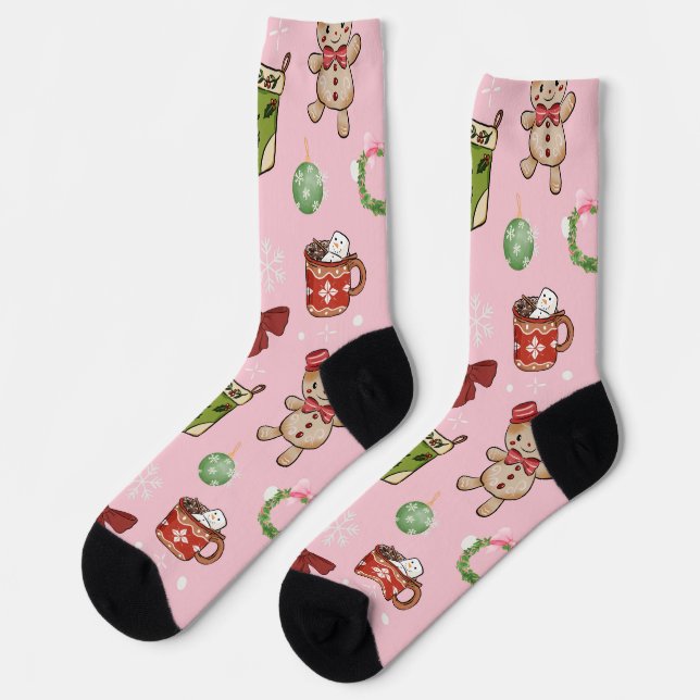 Calcetines de Navidad Rosa Encantadores (Izquierda)