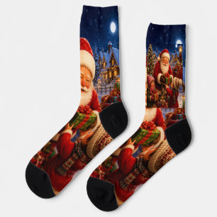 Calcetines de novedad festivos de Santa Claus clás