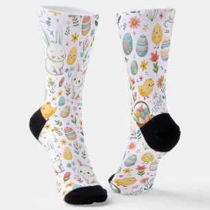 Calcetines de Pascua con modelo de conejo y huevo