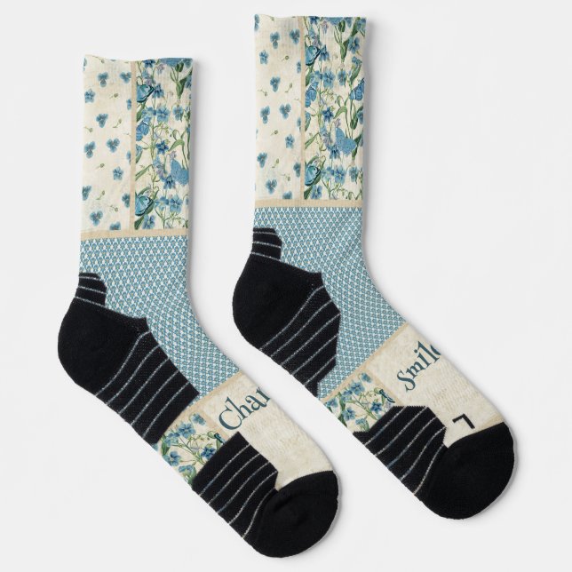 Calcetines de patchwork azules (Derecha)