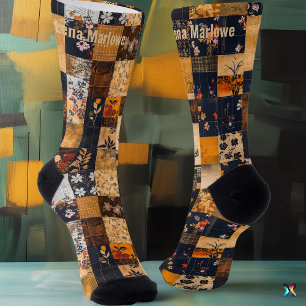Calcetines de patchwork florales - Personalizado G