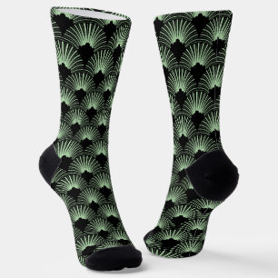Calcetines de patrón Art Deco negro y verde