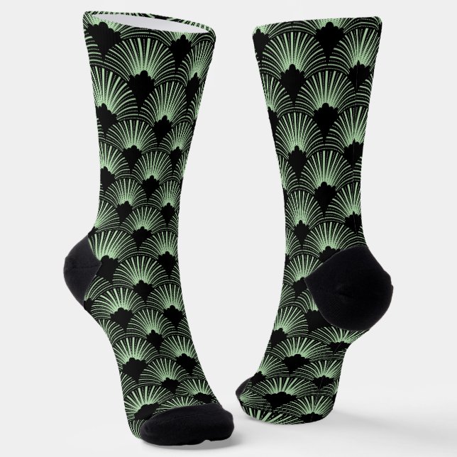 Calcetines de patrón Art Deco negro y verde (Angular)