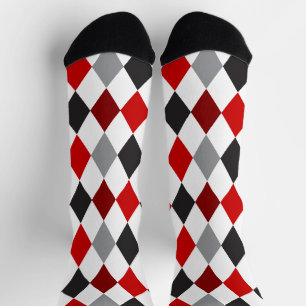 Calcetines de patrón de arglos rojos y negros de R