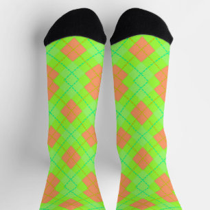 calcetines de patrón de argyle naranja y verde
