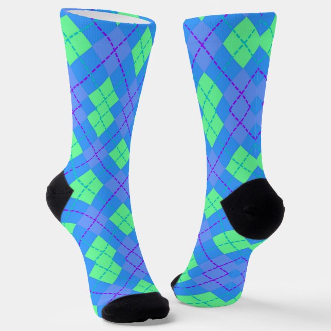 Calcetines de patrón de argyle verde y azul (Angular)