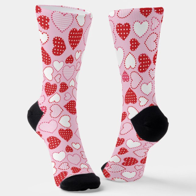 Calcetines de patrón de corazones de San Valentín (Angular)