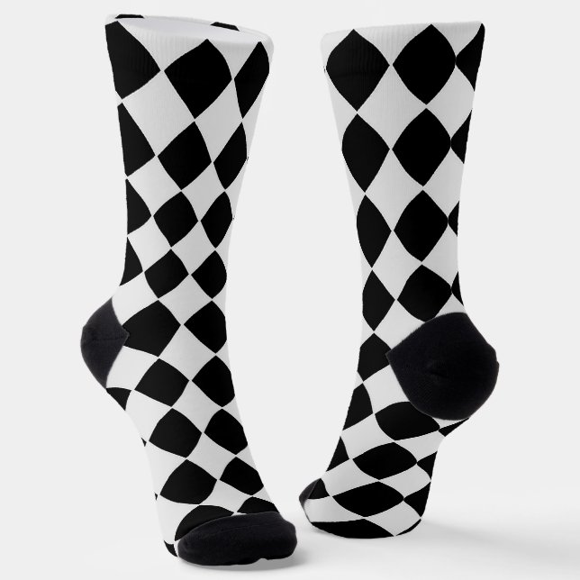 Calcetines de patrón de diamante blanco y negro (Angular)