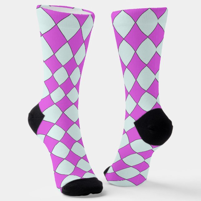 Calcetines de patrón de diamante rosa y azul (Angular)