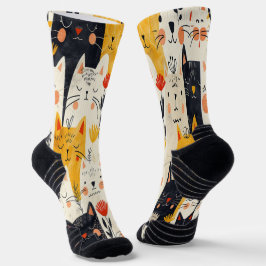 Calcetines De Patrón De Gato Para Amantes De Gatos