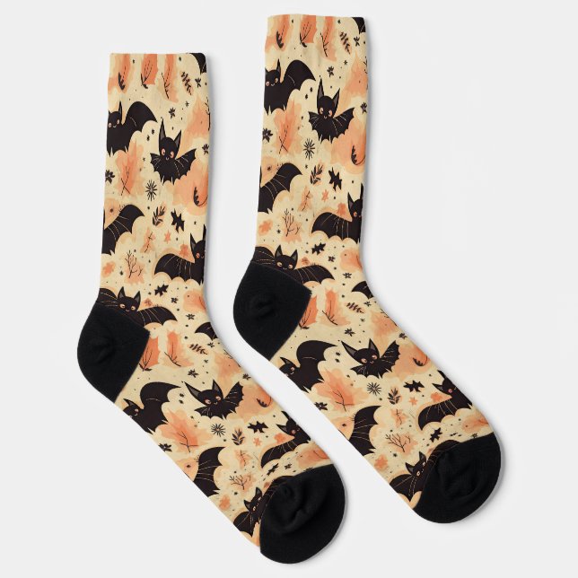 Calcetines de patrón de Halloween de Cute Bat Retr (Derecha)