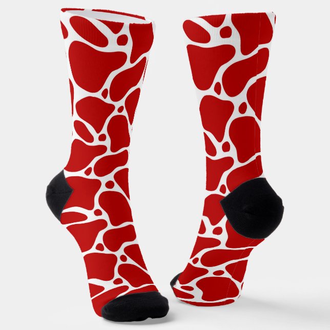Calcetines de patrón de jirafa abstracta en rojo y (Angular)