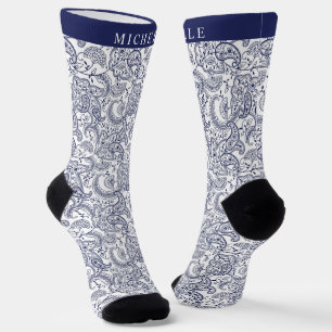Calcetines de patrón de paisley azul azul de la ma