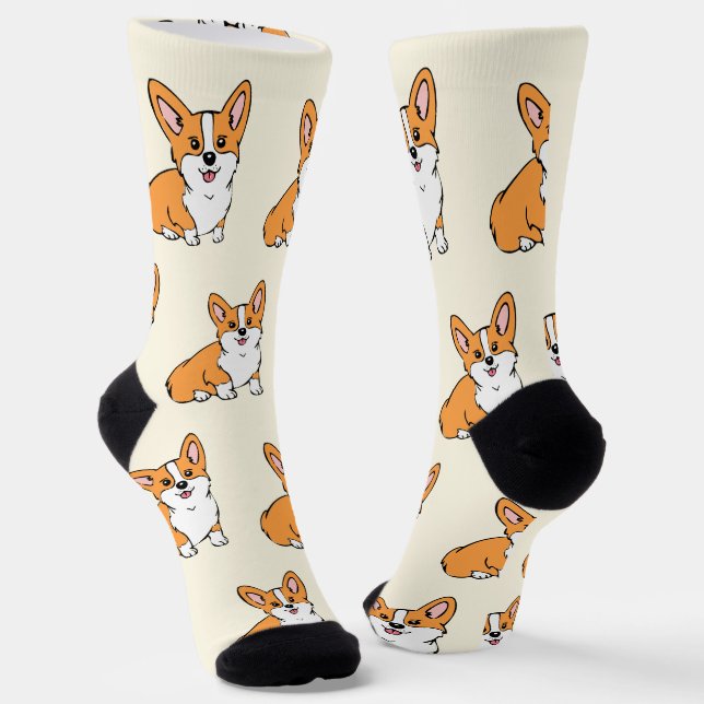 Calcetines de patrón de perro de Corgi Cute (Angular)