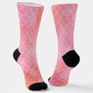 Calcetines de patrón de sirena rosa