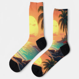 calcetines de puesta de sol tropical